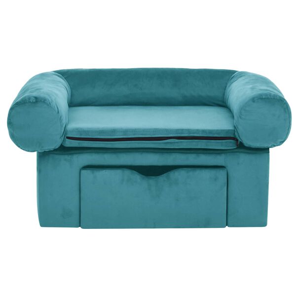 vidaXL Dog Sofa with Storage Turquoise 75 x 50 x 38cm Plush