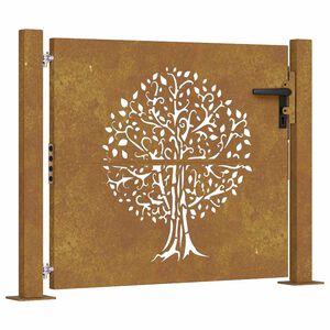 vidaXL Garden Gate 100x75 cm Corten Steel Tree Design