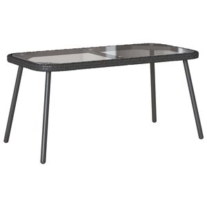 vidaXL Coffee Table Black 90 x 45 x 43 cm Poly Rattan and glass