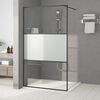 vidaXL Walk-in Shower Wall Black 115x195 cm Half Frosted ESG Glass