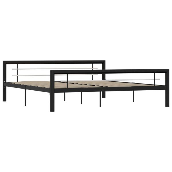 vidaXL Bed Frame without Mattress Black and White Metal 180x200 cm Super King