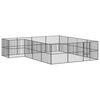 vidaXL Dog Playpen 16 Panels Black Galvanised Steel