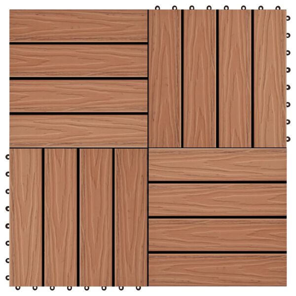 vidaXL 11 pcs Decking Tiles Deep Embossed WPC 30x30 cm 1 sqm Light Brown