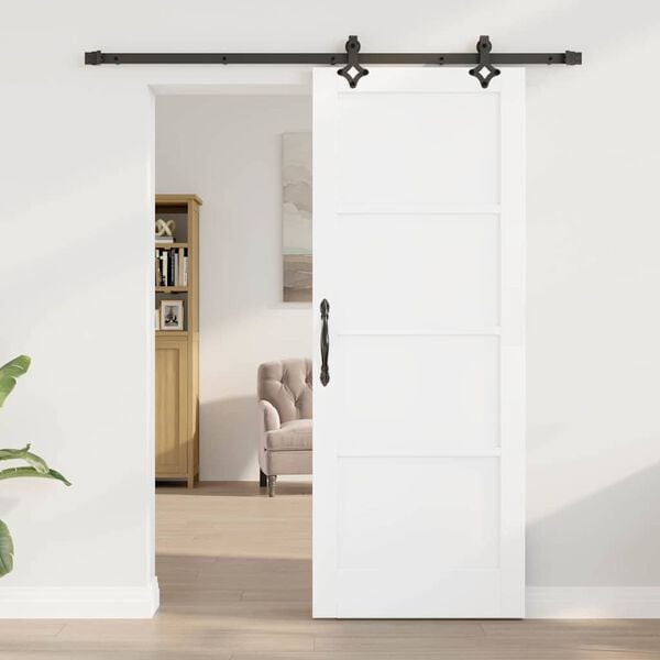 vidaXL Sliding Door White and Black 78 x 202 cm Solid Pine Wood