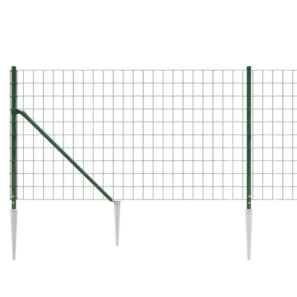 vidaXL Wire Mesh Fence with Spike Anchors Green 1x25 m
