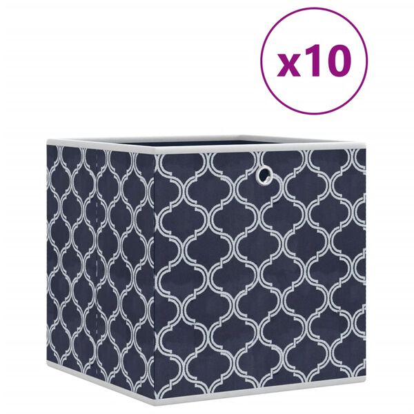 vidaXL Foldable Storage Boxes 10 pcs Blue 32x32x32 cm Non-woven Fabric