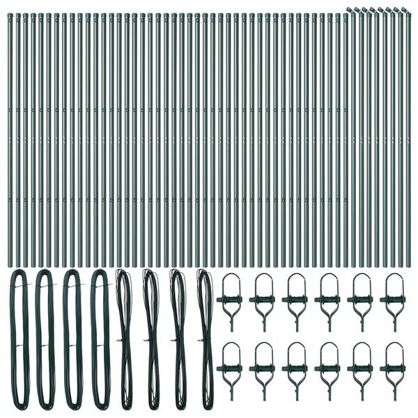 vidaXL Fence Post Other 52 pcs Green 3.2 x 3.2 x 190 cm Steel