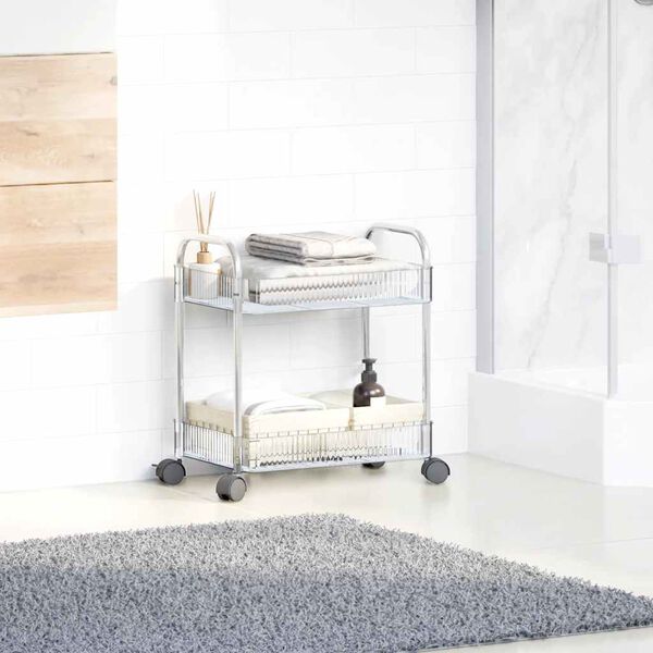 vidaXL Storage Trolley 2-Tier Transparent 37x28x43.5 cm Acrylic