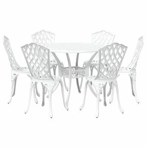 vidaXL Garden Dining Set 7 pcs White Aluminium