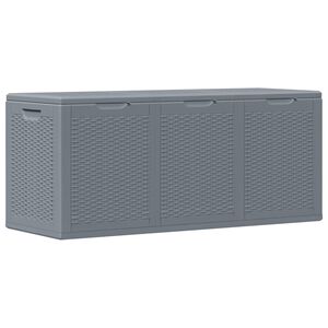 vidaXL Garden Storage Box Grey PP Rattan 270 L