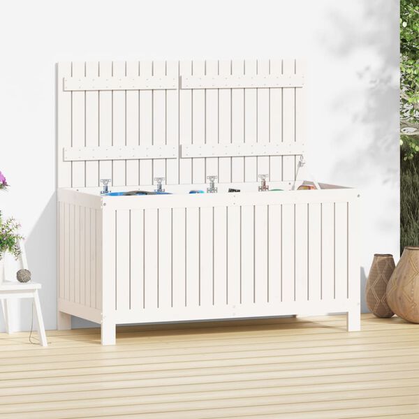 vidaXL Garden Storage Box White 121x55x64 cm Solid Wood Pine
