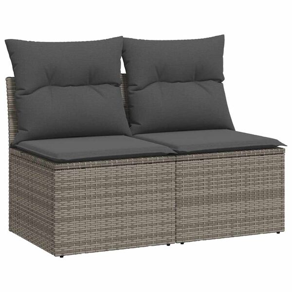 vidaXL 2 Piece Garden Sofa Set with Cushions Grey Poly Rattan Acacia