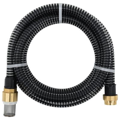 vidaXL Suction Hose with Brass Connectors Black 1.1" 10 m PVC