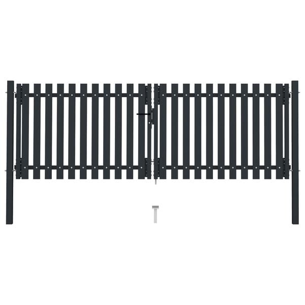 vidaXL Double Door Fence Gate Steel 300x75 cm Anthracite