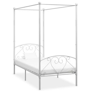 vidaXL Canopy Bed Frame without Mattress White Metal 90x200 cm