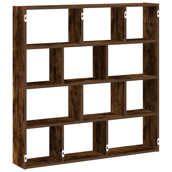 vidaXL Wall Cube Shelf 12 Compartments Smoked Oak Engineered Wood