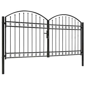vidaXL Fence Gate ASSEN Double Door with Arched Top Steel 300x125 cm