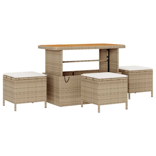 vidaXL Garden Dining Set Beige Poly Rattan