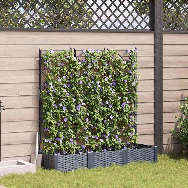 vidaXL Garden Planter 3 pcs Grey 120 x 40 x 125.5 cm Steel