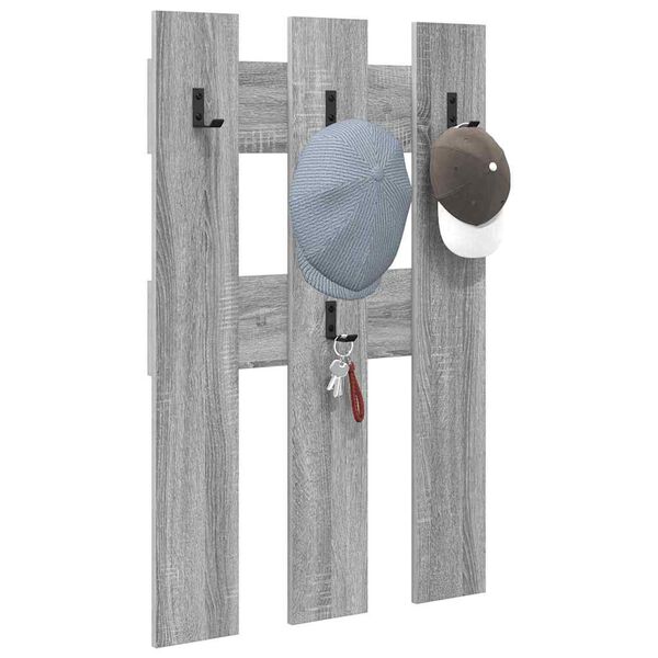 vidaXL Wall-Mounted Coat Rack Wall-mounted Grey Sonoma 65 x 3 x 100 cm