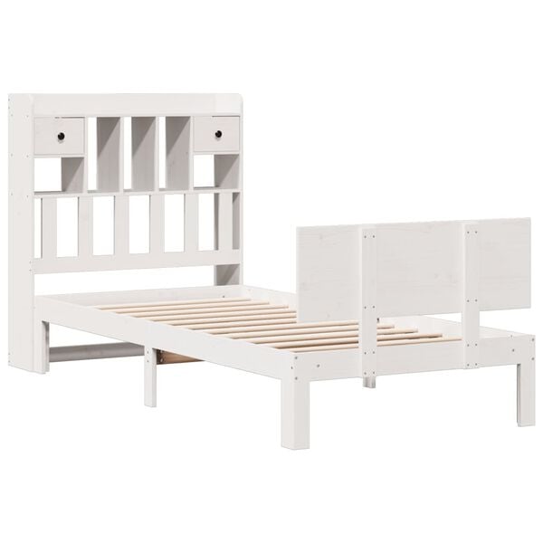 vidaXL Bookcase Bed without Mattress White 90x200cm Solid Wood Pine