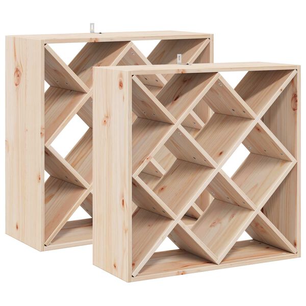 vidaXL Wine Rack 2 pcs Natural 62 x 25 x 62 cm Solid Pine Wood