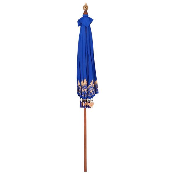 vidaXL Balinese Parasol Blue 215 x 215 x 260 cm Cotton and Wood