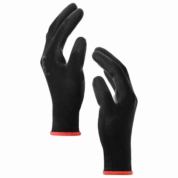 vidaXL Work Gloves 12 pcs Black 7 / S Polyester