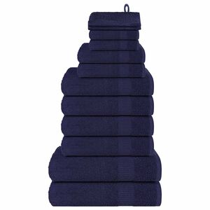 vidaXL 12 Piece Towel Set "FROGN" Navy Blue 360 gsm