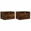 vidaXL Wall-mounted Bedside Cabinets with LED Lights 2 pcs Smoked Oak