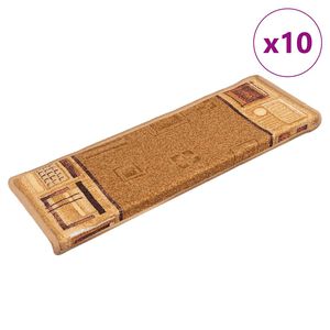 vidaXL Stair Mats Self-adhesive 10 pcs 65x21x4 cm Beige
