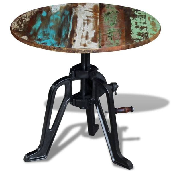 vidaXL Side Table Solid Reclaimed Wood Cast Iron 60x(42-63) cm