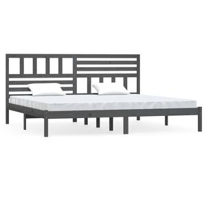 vidaXL Bed Frame without Mattress Grey Solid Wood Pine 200x200 cm