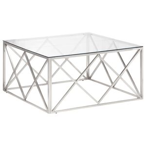 vidaXL Coffee Table Silver Stainless Steel and Tempered Glass