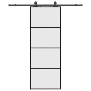 vidaXL Sliding Door with Hardware Set Black 76x205 cm ESG Glass