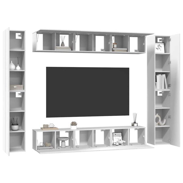 vidaXL 10 Piece TV Cabinet Set White Engineered Wood
