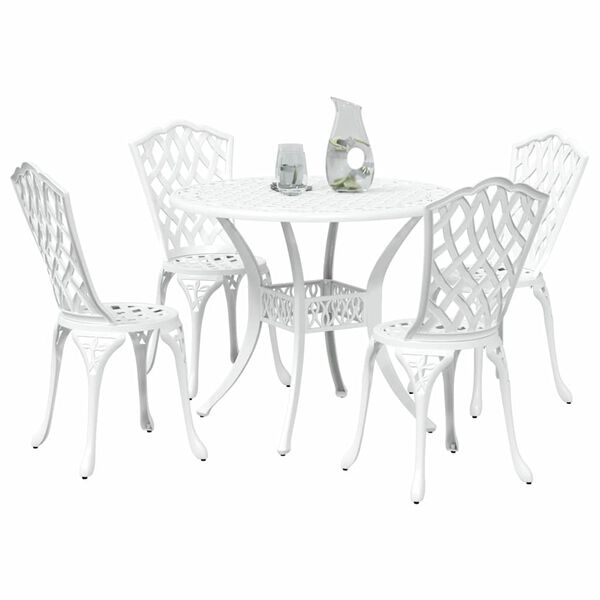 vidaXL Garden Dining Set 5 pcs White Aluminium