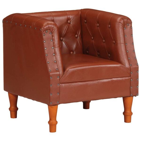 vidaXL Armchair Brown Real Leather