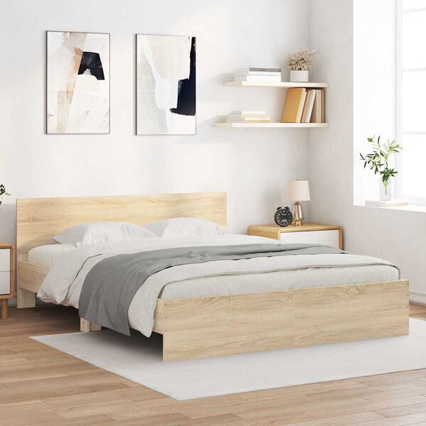 vidaXL Bed Frame without Mattress Sonoma Oak 140x190 cm