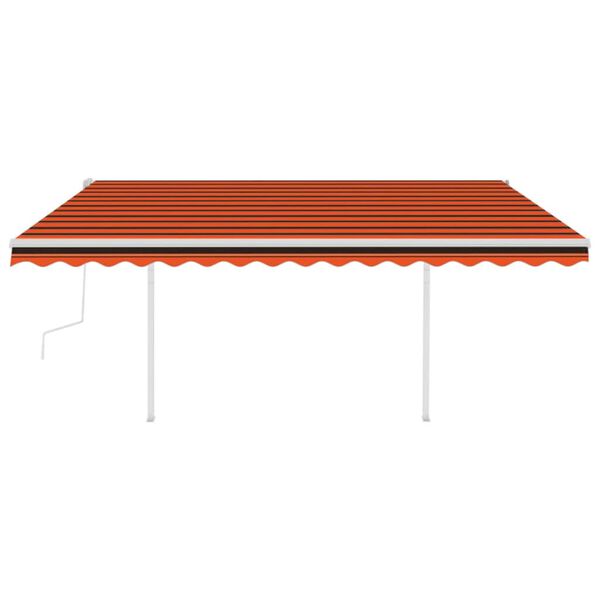 vidaXL Manual Retractable Awning with LED 4x3 m Orange and Brown