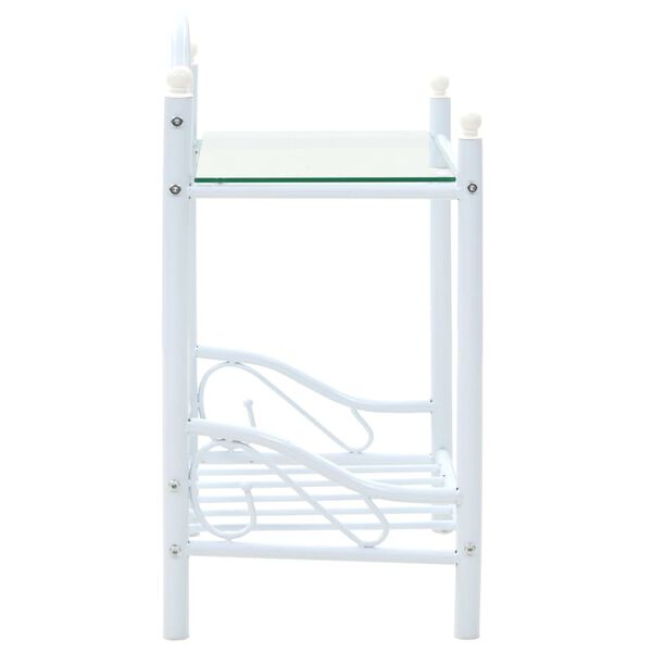 vidaXL Bedside Tables 2pcs Steel and Tempered Glass 45x30.5x60cm White
