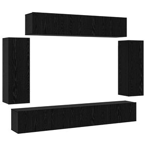 vidaXL TV Cabinet Set 6 pcs 100 x 30 x 30 cm Black Oak