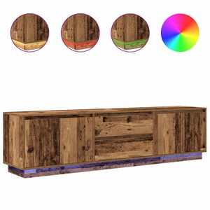 vidaXL TV Cabinet with LED Lights Old Wood 193,5x41x50 cm