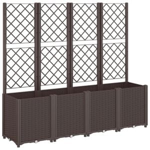 vidaXL Garden Planter with Trellis Brown 160x40x140 cm PP