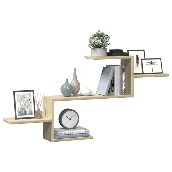 vidaXL Wall Shelf Sonoma Oak 104x15x49 cm Engineered Wood