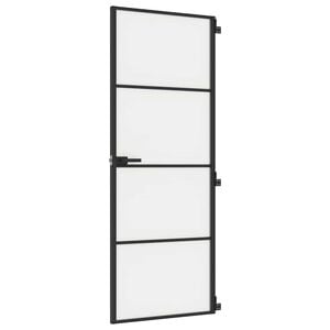 vidaXL Interior Door Slim Black 76x201,5 cm Tempered Glass and Aluminium