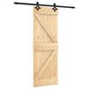 vidaXL Sliding Door Natural and Black 70 x 210 cm Solid Pine Wood