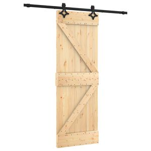 vidaXL Sliding Door Natural and Black 70 x 210 cm Solid Pine Wood