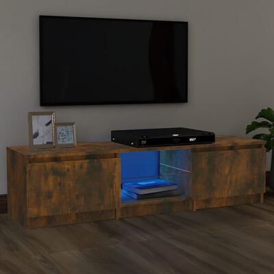 vidaXL TV Cabinet with LED Lights Smoked Oak 140x40x35.5 cm