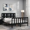 vidaXL Bed Frame without Mattress Black Double Solid Wood Pine